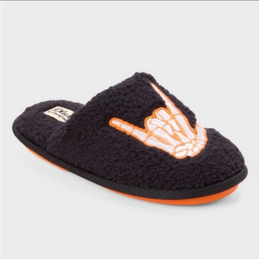 DLuxe by Dearfoams kids scuff skeleton slippers NWT